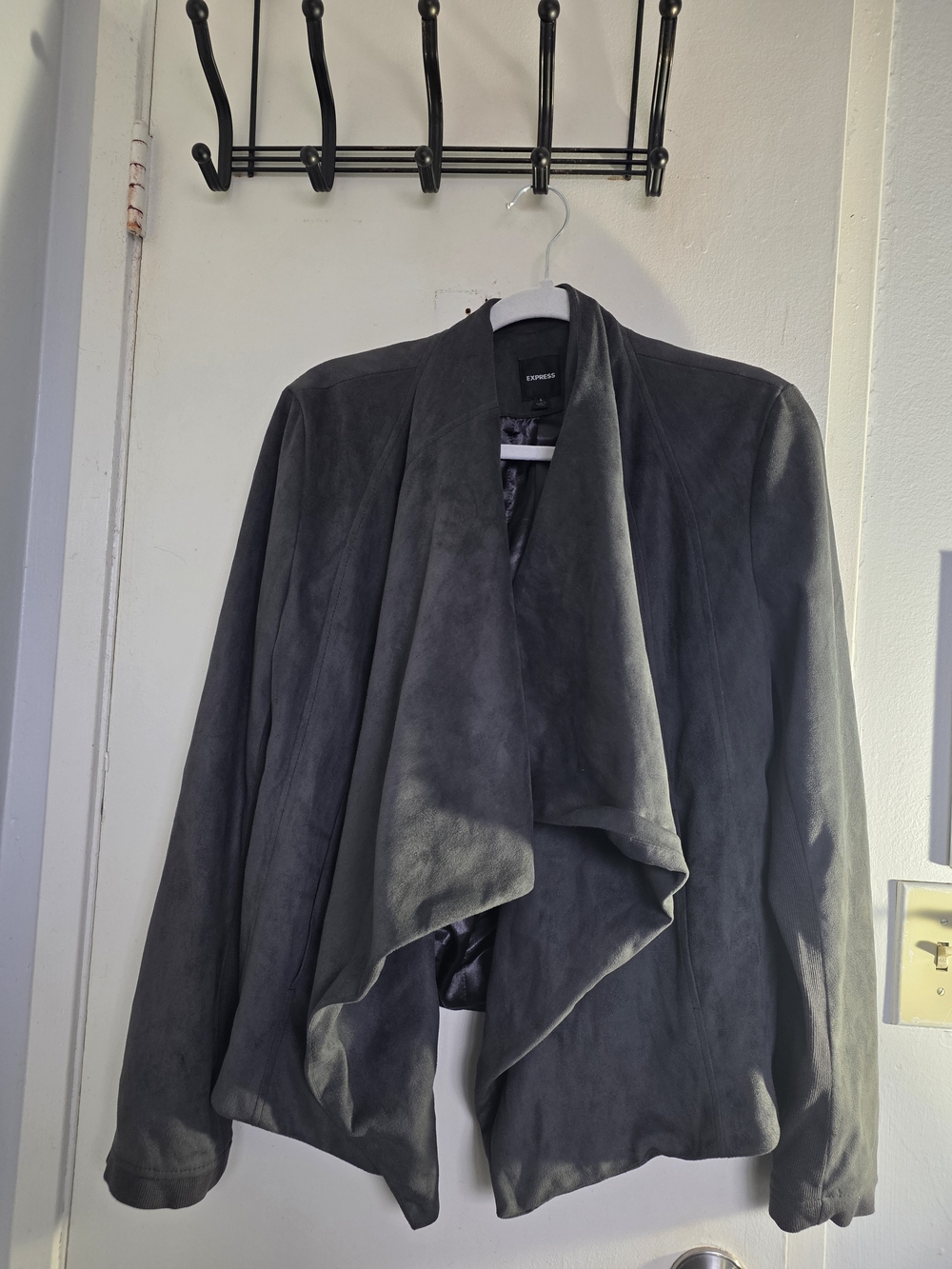 Express Women's Draped Open Front Blazer - Charcoal Gray